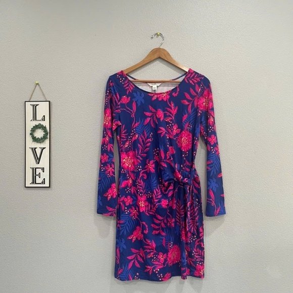 NWOT LILLY PULITZER BRYSON LONG SLEEVE DRESS BLUE MED NEVER ENDING SUMMER - Picture 1 of 4